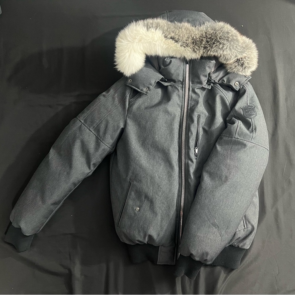 Men's North Bear Gray Puffer Jacket with Fur Hood